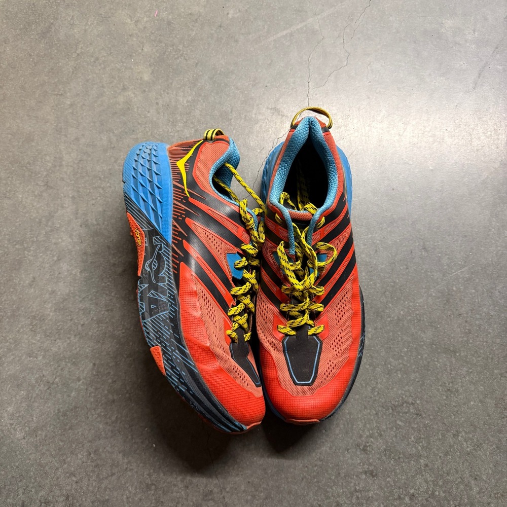Hoka One One Speedgoat 3 Mens 10 Trail Running Shoes Orange Blue 1099733 NSOR